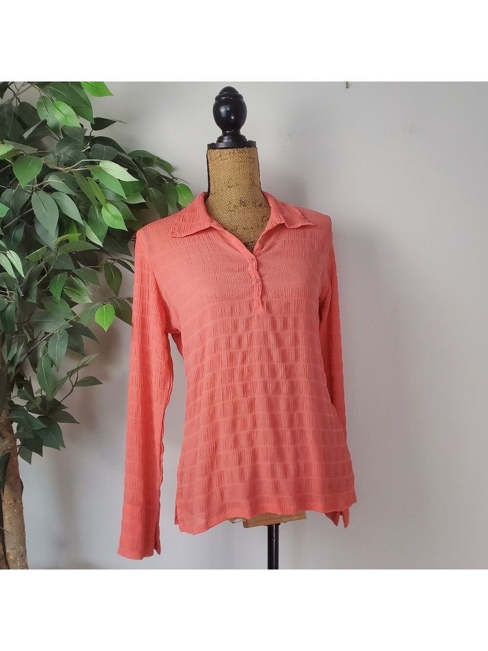 Stop Everywear Coral Long Sleeve Top Women Size Large
